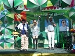 Supporters of the military-backed Union Solidarity and Development Party (USDP) perform during the final day of campaign for the first phase of the general election in Myanmar.
