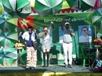 Supporters of the military-backed Union Solidarity and Development Party (USDP) perform during the final day of campaign for the first phase of the general election in Myanmar.