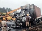 The site of the accident in Chitradurga on Thursday. (ANI)
