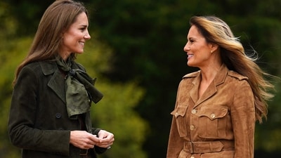 Kate Middleton, Princess of Wales and US First Lady Melania Trump tour the gardens of Frogmore Cottage on the Windsor Estate. (AFP) Kate Middleton, Princess of Wales and US First Lady Melania Trump tour the gardens of Frogmore Cottage on the Windsor Estate. (AFP)