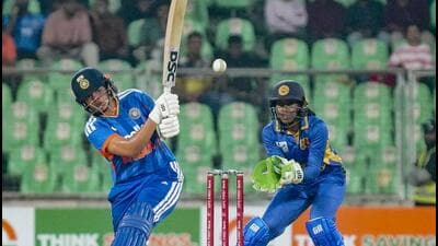 India's Shafali Verma in action against Sri Lanka in the third T20I in Thiruvananthapuram (PTI)
