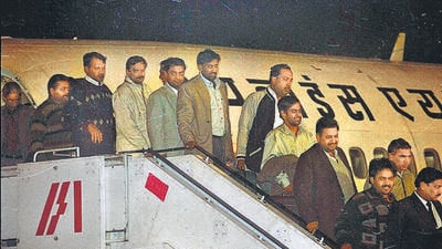Passengers and crew of IC-814 return to India on December 31, 1999, after the government negotiated their release in exchange of the three terrorists. (HT ARCHIVE) Passengers and crew of IC-814 return to India on December 31, 1999, after the government negotiated their release in exchange of the three terrorists. (HT ARCHIVE)