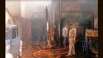 The fire was brought under control within about 30 minutes. (Video grab)