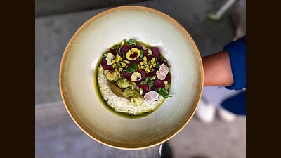 The pumpkin ricotta and black rice risotto at Sienna, Kolkata, which started out as a café above a shop. The pumpkin ricotta and black rice risotto at Sienna, Kolkata, which started out as a café above a shop.