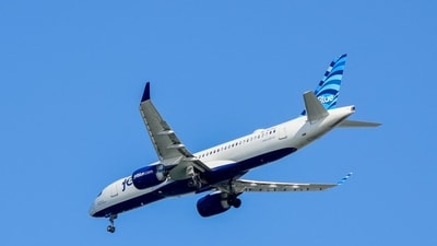 Several JetBlue flights to and from New York were delayed or canceled Friday due to the winter storm. (REUTERS)