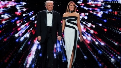US President Donald Trump and his wife First Lady Melania Trump attend the Liberty Ball on Inauguration Day of Donald Trump's second presidential term in Washington. (REUTERS)