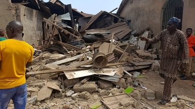 Residents inspect the damage after U.S. forces had launched a strike against Islamic State militants in Nigeria at the request of Nigeria's government, as U.S. President Donald Trump announced on Truth Social on December 25. (REUTERS)