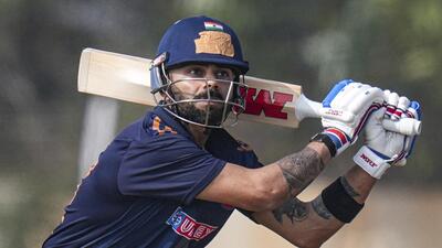 Virat Kohli bats during the Vijay Hazare Trophy match against Gujarat. (PTI) Virat Kohli bats during the Vijay Hazare Trophy match against Gujarat. (PTI)