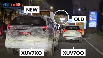 The interior of the XUV 7XO boasts a premium beige and tan palette, a new steering wheel, and additional passenger features, marking a significant update from the XUV700 ahead of its January 5th launch. (Instagram / ar_reviews77) The interior of the XUV 7XO boasts a premium beige and tan palette, a new steering wheel, and additional passenger features, marking a significant update from the XUV700 ahead of its January 5th launch. (Instagram / ar_reviews77)