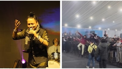 Kailesh Kher stopped his performance after the crowd turned unruly. Kailesh Kher stopped his performance after the crowd turned unruly.