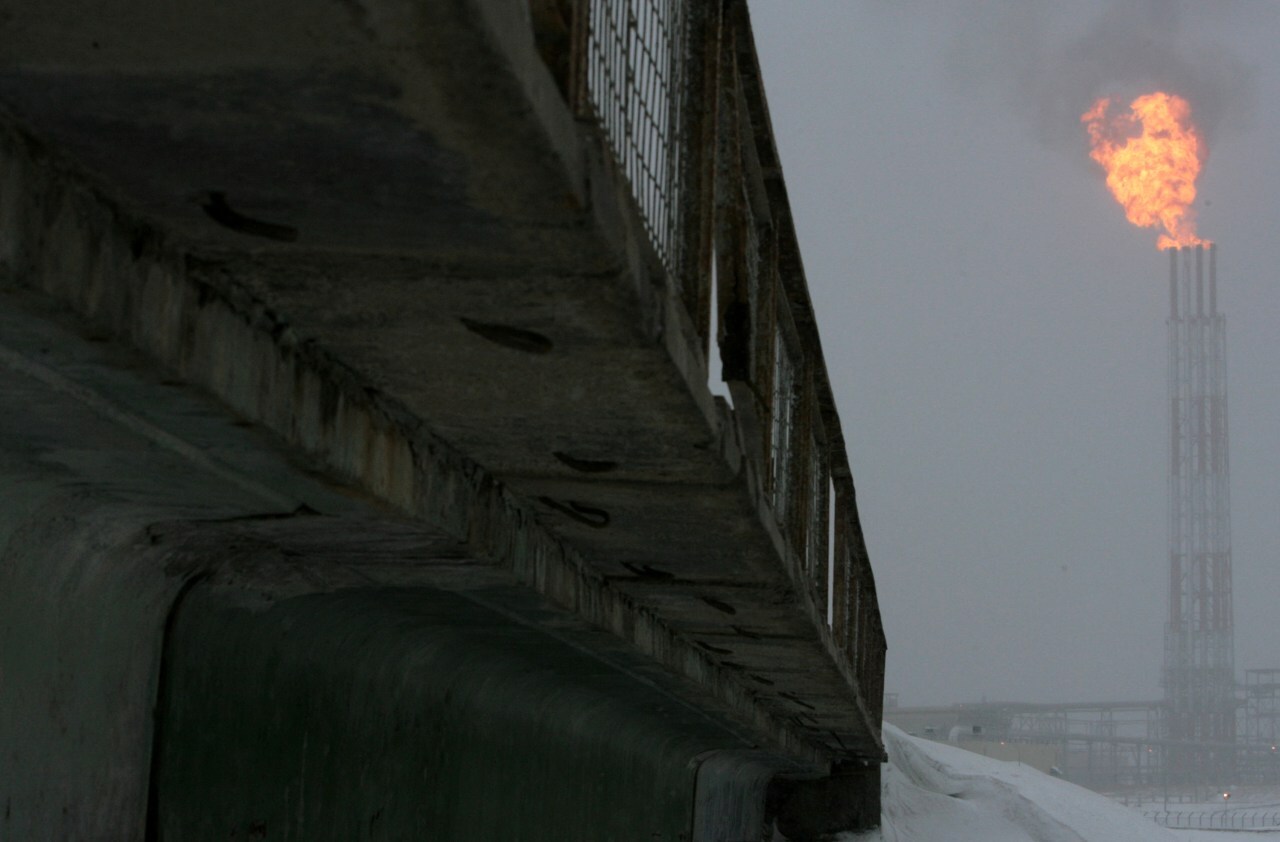 Gas flares off at a liquefied natural gas plant on Sakhalin island, Russia. Gas flares off at a liquefied natural gas plant on Sakhalin island, Russia.