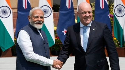 Indian Prime Minister Narendra Modi, left, greets visiting New Zealand Prime Minister Christopher Luxon before their meeting in New Delhi, India, Monday, March 17, 2025. (File photo/AP) Indian Prime Minister Narendra Modi, left, greets visiting New Zealand Prime Minister Christopher Luxon before their meeting in New Delhi, India, Monday, March 17, 2025. (File photo/AP)