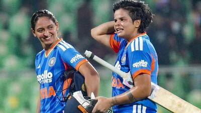 India's opening batter Shafali Verma (R) and skipper Harmanpreet Kaur after beating Sri Lanka in the third T20I versus Sri Lanka in Thiruvananthapuram on Friday. (PTI) India's opening batter Shafali Verma (R) and skipper Harmanpreet Kaur after beating Sri Lanka in the third T20I versus Sri Lanka in Thiruvananthapuram on Friday. (PTI)