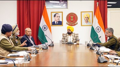 Punjab CM Bhagwant Mann during a high-level meeting with senior officers of Punjab Police in Chandigarh on Saturday. (@BhagwantMann X) Punjab CM Bhagwant Mann during a high-level meeting with senior officers of Punjab Police in Chandigarh on Saturday. (@BhagwantMann X)