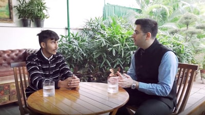 AAP MP Raghav Chadha hosts a delivery boy named Himanshu over lunch (Screengrab from X/@Raghav_Chadha) AAP MP Raghav Chadha hosts a delivery boy named Himanshu over lunch (Screengrab from X/@Raghav_Chadha)