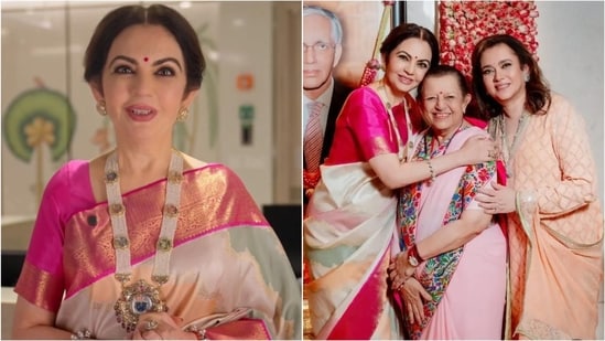 Nita Ambani dazzles in pearl necklace and elegant saree at hospital inauguration. (Instagram/@reliancefoundation)