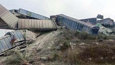 A goods train derailed on the Patna-Howrah main line on Sunday. (ANI)