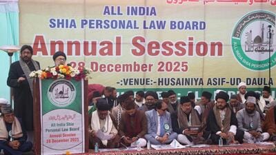 AISPLB national president Maulana Saim Mehdi addressing the gathering. (HT)