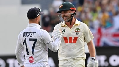 Travis Head extended support towards Ben Duckett (AFP) Travis Head extended support towards Ben Duckett (AFP)
