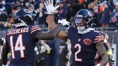 Chicago Bears wide receiver DJ Moore (2) celebrates with Olamide Zaccheaus after his touchdown (AP) Chicago Bears wide receiver DJ Moore (2) celebrates with Olamide Zaccheaus after his touchdown (AP)