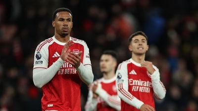 Arsenal's Brazilian defender #06 Gabriel Magalhaes (L) and Arsenal's Spanish defender #36 Martin Zubimendi (R) (AFP) Arsenal's Brazilian defender #06 Gabriel Magalhaes (L) and Arsenal's Spanish defender #36 Martin Zubimendi (R) (AFP)