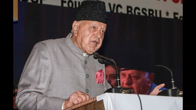 NC president Farooq Abdullah, however, lashed out at Mehdi without naming him. “Please ask the leaders what they want. We are doing whatever we can. I think they don’t want the progress, which the state is going through. Perhaps, they want disruption, which we won’t allow,” Farooq said. (PTI File)