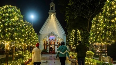 Gram it: Gurugram can't get enough of festive feels as residents continue to visit the Church of Epiphany, in Civil Lines, on the first Sunday after Christmas. The church that was decorated with lights for the festivities, has been a recipient of the UNESCO Award of Merit. For Bollywood buffs, here's a trivia: late actor Dharmendra shot for his first international short film titled Dream Catcher here, in 2017! (Photo: PTI)