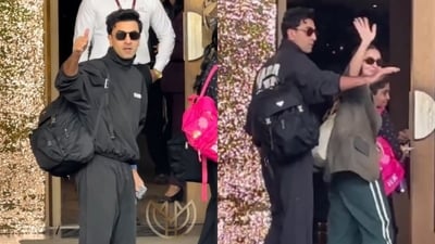 Ranbir Kapoor and Alia Bhatt leave Mumbai for New Year celebration. Ranbir Kapoor and Alia Bhatt leave Mumbai for New Year celebration.
