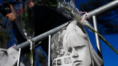 Portraits of late French actress Brigitte Bardot and flowers are displayed on barriers at the entrance of "La Madrague" house, property of late Brigitte Bardot in Saint-Tropez, southeastern France on December 28, 2025. (AFP) Portraits of late French actress Brigitte Bardot and flowers are displayed on barriers at the entrance of "La Madrague" house, property of late Brigitte Bardot in Saint-Tropez, southeastern France on December 28, 2025. (AFP)