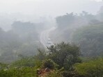 A view of Aravalli Range at Gurugram-Sakatpur village road. (Parveen Kumar/Hindustan Times)