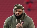 Trent Williams #71 of the San Francisco 49ers was injured on Sunday. Trent Williams #71 of the San Francisco 49ers was injured on Sunday.