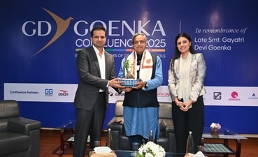In the frame, Mr. Nipun Goenka, Mr Shashi Tharoor, & Mrs Radhika Goenka. (GD Goenka Group) In the frame, Mr. Nipun Goenka, Mr Shashi Tharoor, & Mrs Radhika Goenka. (GD Goenka Group)