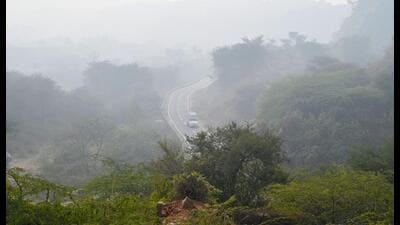 A view of Aravalli Range at Gurugram-Sakatpur village road. (Parveen Kumar/Hindustan Times) A view of Aravalli Range at Gurugram-Sakatpur village road. (Parveen Kumar/Hindustan Times)