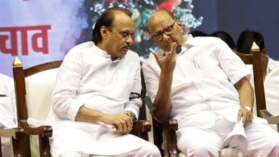Ajit Pawar and Sharad Pawar before the NCP split. (File photo) Ajit Pawar and Sharad Pawar before the NCP split. (File photo)