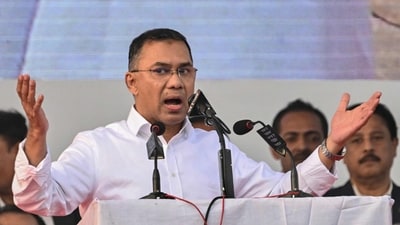 Tarique Rahman, son of former prime minister Khaleda Zia and Bangladesh Nationalist Party (BNP)'s acting chairman addresses supporters during a rally after his arrival in Dhaka. (AFP) Tarique Rahman, son of former prime minister Khaleda Zia and Bangladesh Nationalist Party (BNP)'s acting chairman addresses supporters during a rally after his arrival in Dhaka. (AFP)
