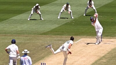 Zak Crawley plays a shot from the bowling of Mitchell Starc on the second day of the fourth Ashes Test. (AFP) Zak Crawley plays a shot from the bowling of Mitchell Starc on the second day of the fourth Ashes Test. (AFP)