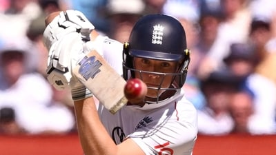 Jacob Bethell plays a shot on the second day of the fourth Ashes cricket match. (AFP) Jacob Bethell plays a shot on the second day of the fourth Ashes cricket match. (AFP)