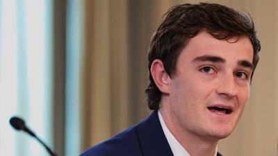 Nick Shirley speaks during a roundtable on antifa at the White House in Washington, DC. (REUTERS)