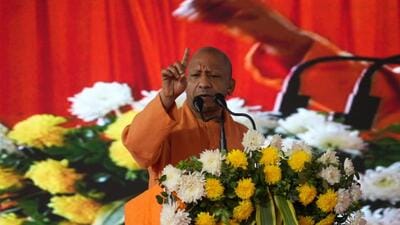 Uttar Pradesh chief minister Yogi Adityanath at an event in Gorakhpur on Monday. (HT PHOTO)