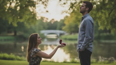A woman proposed to her boyfriend but the internet is not feeling any romance between them. Picture: Google Gemini A woman proposed to her boyfriend but the internet is not feeling any romance between them. Picture: Google Gemini