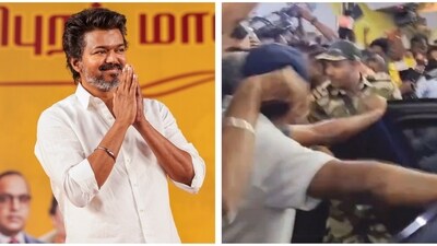 Vijay fans were angry at the mismanagement of the crowd outside the airport premises. Vijay fans were angry at the mismanagement of the crowd outside the airport premises.