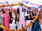 Haryana chief minister Nayab Singh Saini during the Viksit Gurugram Maha Rally on Tuesday. (ANI) Haryana chief minister Nayab Singh Saini during the Viksit Gurugram Maha Rally on Tuesday. (ANI)