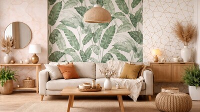 A stylish self-adhesive wallpaper brings instant character to a room, perfect for renters and temporary setups. (AI generated) A stylish self-adhesive wallpaper brings instant character to a room, perfect for renters and temporary setups. (AI generated)