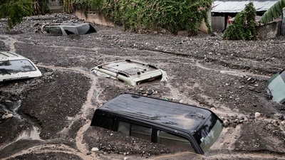 Cars are submerged in mud following Hurricane Melissa in Petit-Goave, 68km southwest of Port-au-Prince, on October 30, 2025. (AFP) Cars are submerged in mud following Hurricane Melissa in Petit-Goave, 68km southwest of Port-au-Prince, on October 30, 2025. (AFP)
