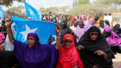 In the Somali capital, Mogadishu, crowds gathered at the main stadium for a rally led by prominent religious figures. (REUTERS)