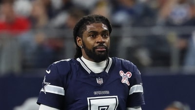Trevon Diggs #7 of the Dallas Cowboys stands for an injury timeout during the second half against the Los Angeles Chargers (Getty Images via AFP) Trevon Diggs #7 of the Dallas Cowboys stands for an injury timeout during the second half against the Los Angeles Chargers (Getty Images via AFP)