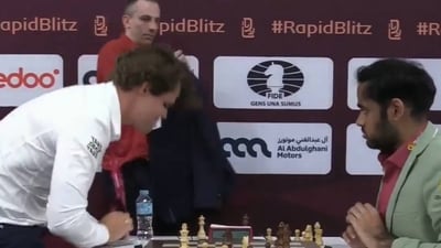Magnus Carlsen's reaction after losing to Arjun Erigaisi Magnus Carlsen's reaction after losing to Arjun Erigaisi