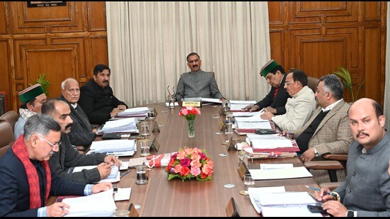 Himachal chief minister Sukhvinder Singh Sukhu during cabinet meeting in Shimla on Tuesday. (HT Photo)