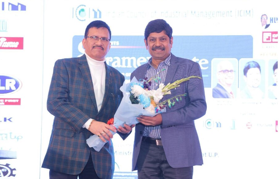 Senior officials and organisers exchange greetings during the Shramev Jayate – New Labour Codes Seminar organised by the Indian Council of Industrial Management (ICIM) in Noida. Senior officials and organisers exchange greetings during the Shramev Jayate – New Labour Codes Seminar organised by the Indian Council of Industrial Management (ICIM) in Noida.