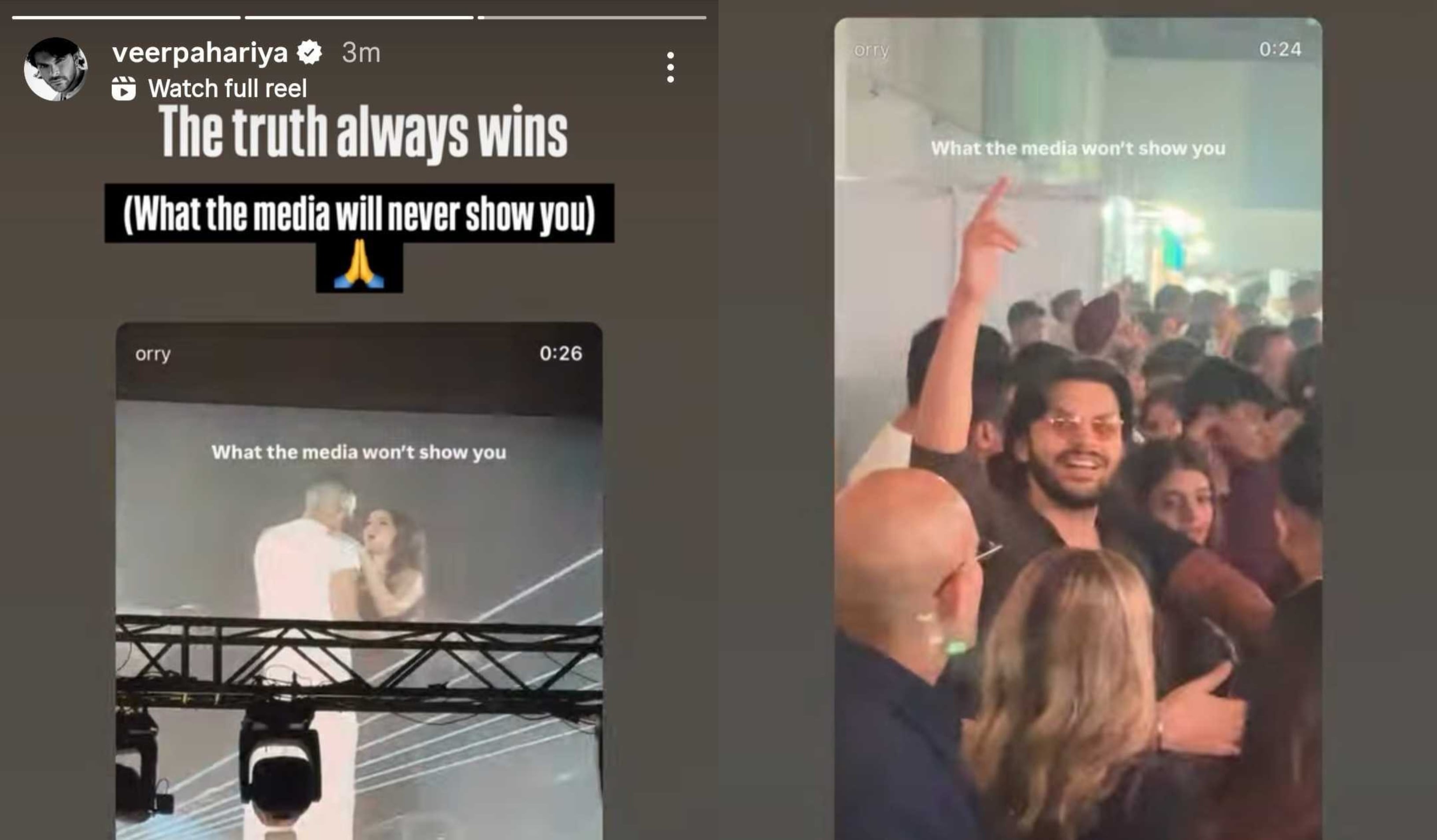 Veer Pahariya's Instagram story Veer Pahariya's Instagram story